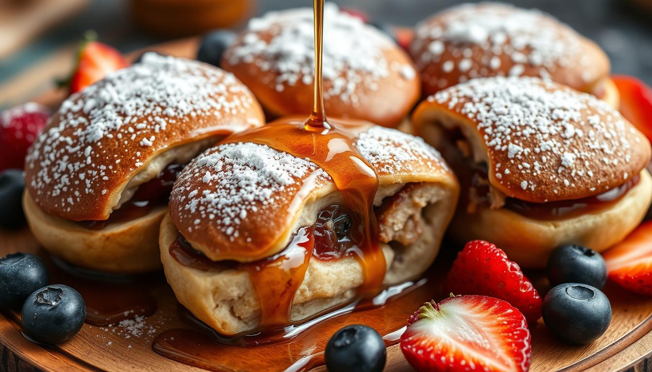 Stuffed Pancake Bites with Syrup