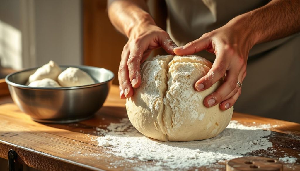 shaping ciabatta bread