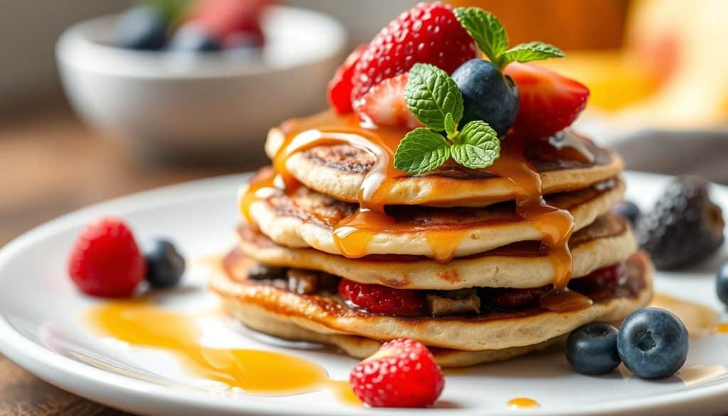 stuffed pancake bites with syrup