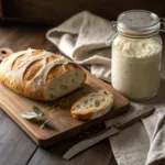 Fresh sourdough bread baked with a mature sourdough starter.